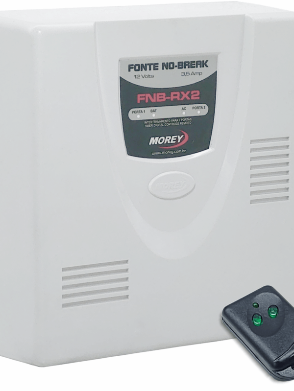 FNB-RX2 - Fonte No-break 12V-3,5A com Timer Digital, Intertravamento e Controle Remoto para duas portas